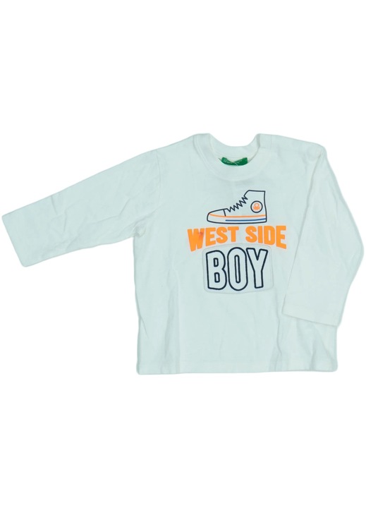 Benetton, Hosszú ujjú felső Fiúknak, Fehér, 80