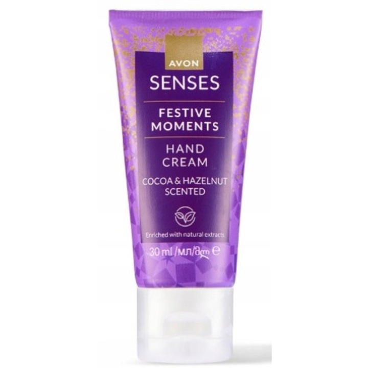 Crema de maini, Avon, Senses Festive Moments, 30 ml, iasomie, tub, fara parabeni, fara ingrediente de origine