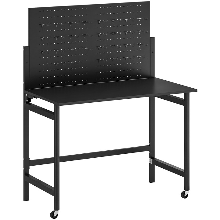 Banc de lucru, HOMCOM, MDF, otel, 115 x 62 x 143, 5 cm, Negru