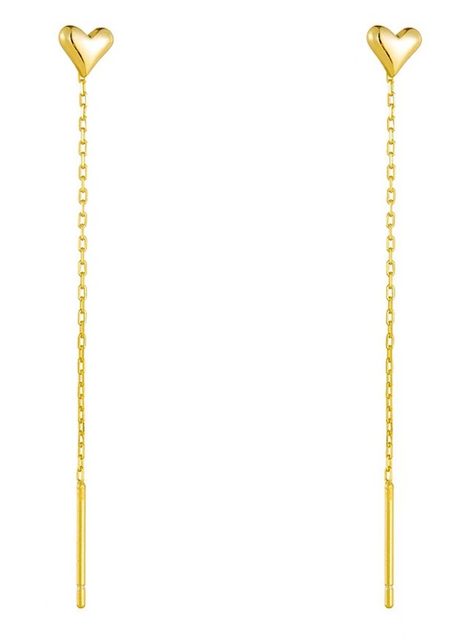 NovaHue Jewels Cercei cu filet in forma de inima din argint Sterling S925 placat cu aur de 14K, cu lant lung tip ciucure, stil minimalist Ins, bijuterii de lux si elegante pentru femei, perfecti pentru cadouri