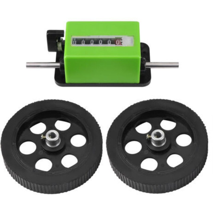 Hosszúságmérő mechanikus számláló zöld görgőkkel, 6 számjegy, 360 ford./perc