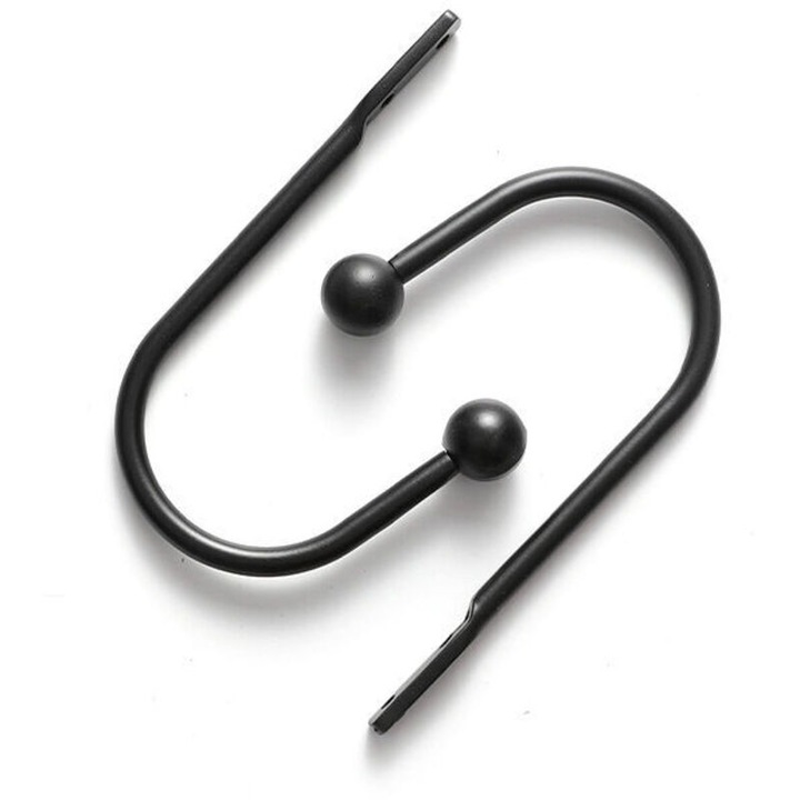 Set 4 suporturi pentru perdele negru 10x5cm aliaj electroplacat