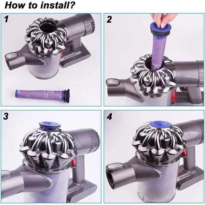 Set 3 filtre pre-motor pentru aspirator, compatibil Dyson V6 V7 V8 DC58 DC59 DC61 DC62 DC74
