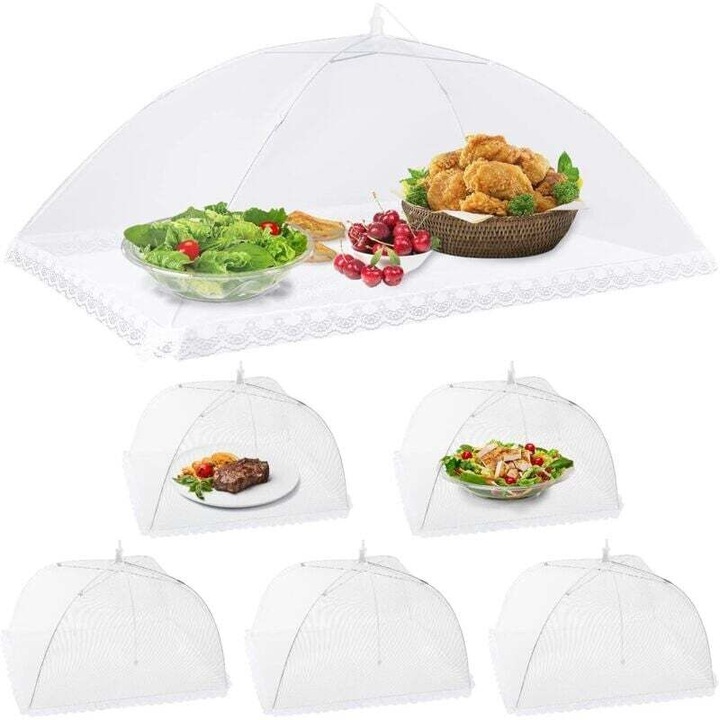 Set 6 capace plase anti-insecte, pliabile, 100x60cm si 43x43cm, alb