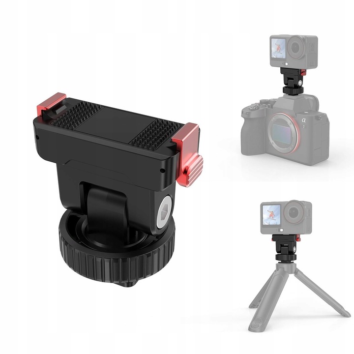 Puluz PU1071B Магнитен адаптер за бързо освобождаване за DJI Osmo Action 6 и DJI Nano, 1/4-инчова стойка и ISO краче, регулиране на ъгъла, черен, 1 брой, ABS, PC, алуминиева сплав, силиконови противоплъзгащи подложки, система за бързо