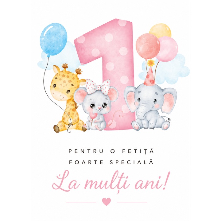 Felicitare 13x18cm cu plic, aniversare/zi nastere 1 an