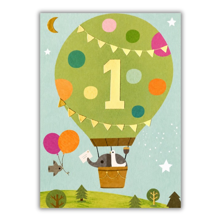 Felicitare 13x18cm cu plic, aniversare/zi nastere 1 an