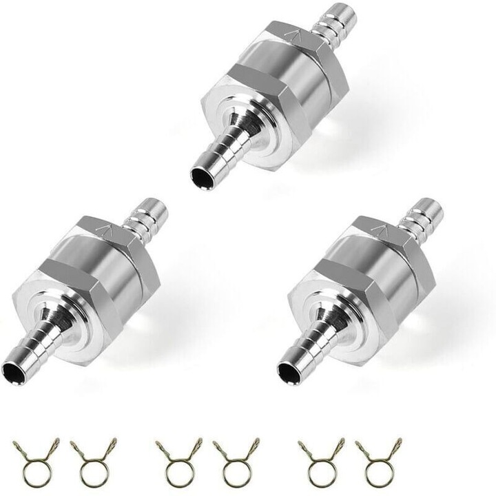 Supapa sens unic aluminiu 6mm set 3 bucati cu cleme metalice