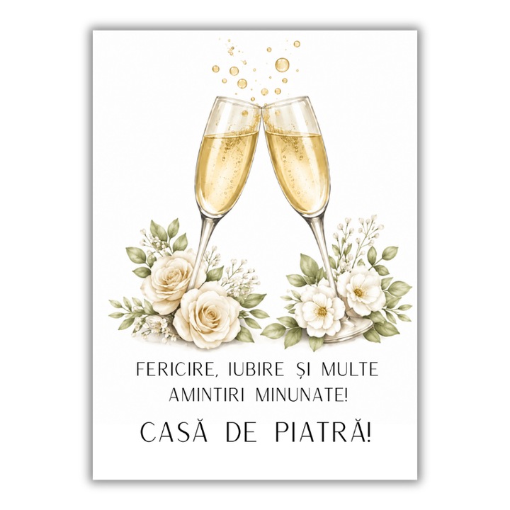 Felicitare 13x18 cm cu plic, nunta/casa de piatra