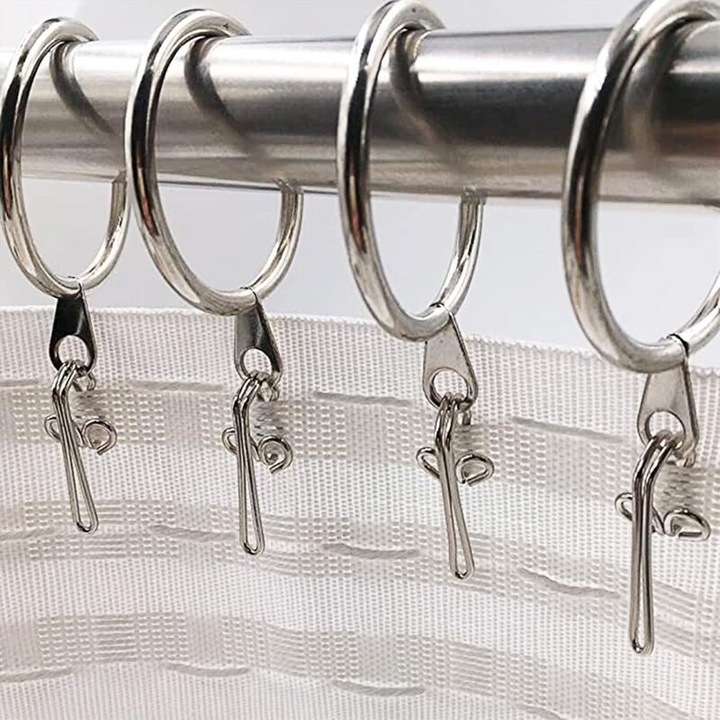 Set 100 carlige metalice perdea argintiu, design fluture, 2.5x3cm