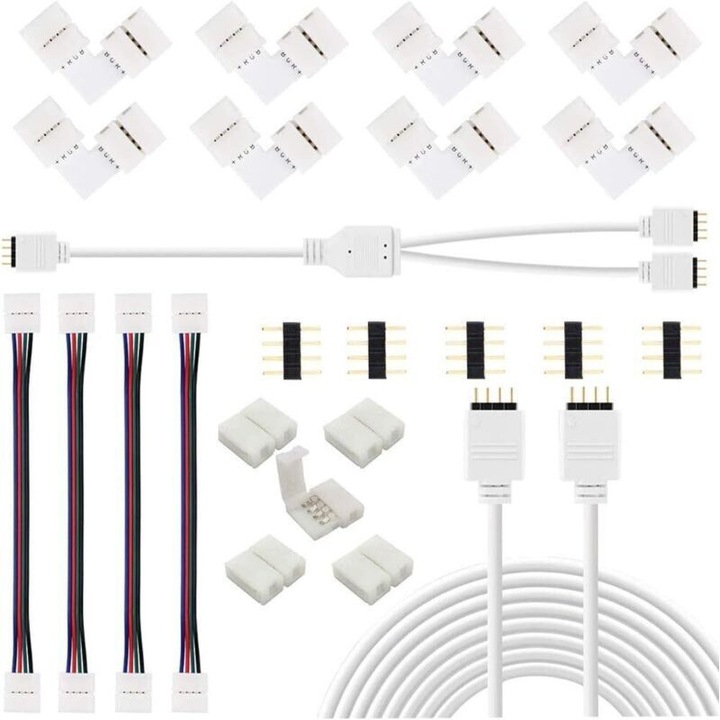 Kit accesorii conector benzi LED RGB 5050 4 pini extensie 2m multicolor