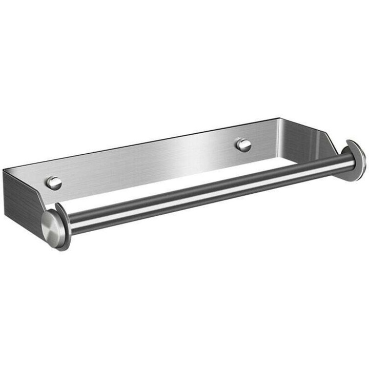 Suport prosoape hartie inox 304 montaj perete argintiu 33x8cm