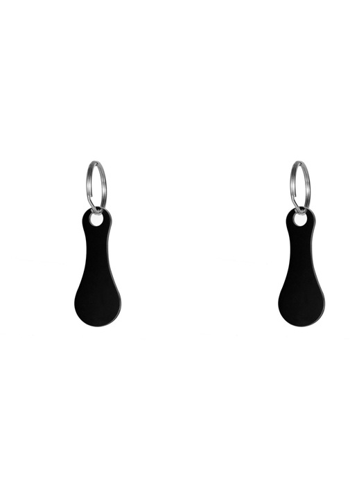 Breloc metalic set 2 piese negru 5.5x2.3x0.2cm pentru cosuri de cumparaturi