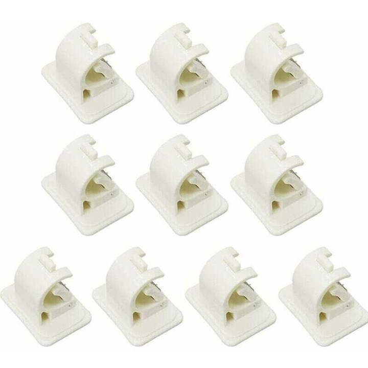 Set 10 suporturi autoadezive pentru draperii, 32x42x45mm, alb