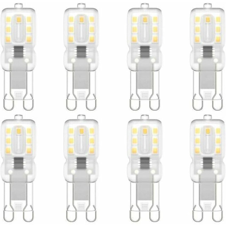 8 db G9 3W 5500K természetes fehér LED izzó készlet 220V