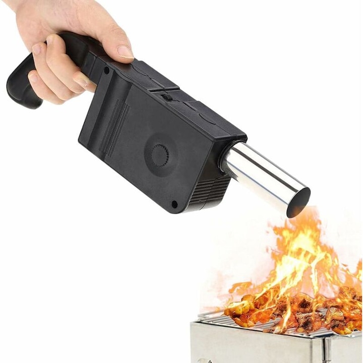 Suflanta electrica portabila pentru gratar si foc, neagra, compacta