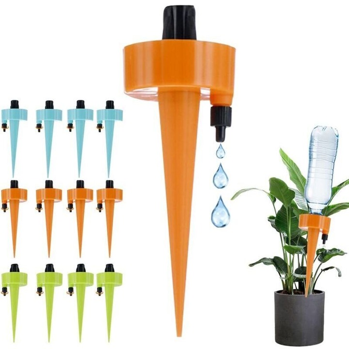 Kit irigare prin picurare 12 piese, automat, reglabil, pentru plante ghiveci, multicolor