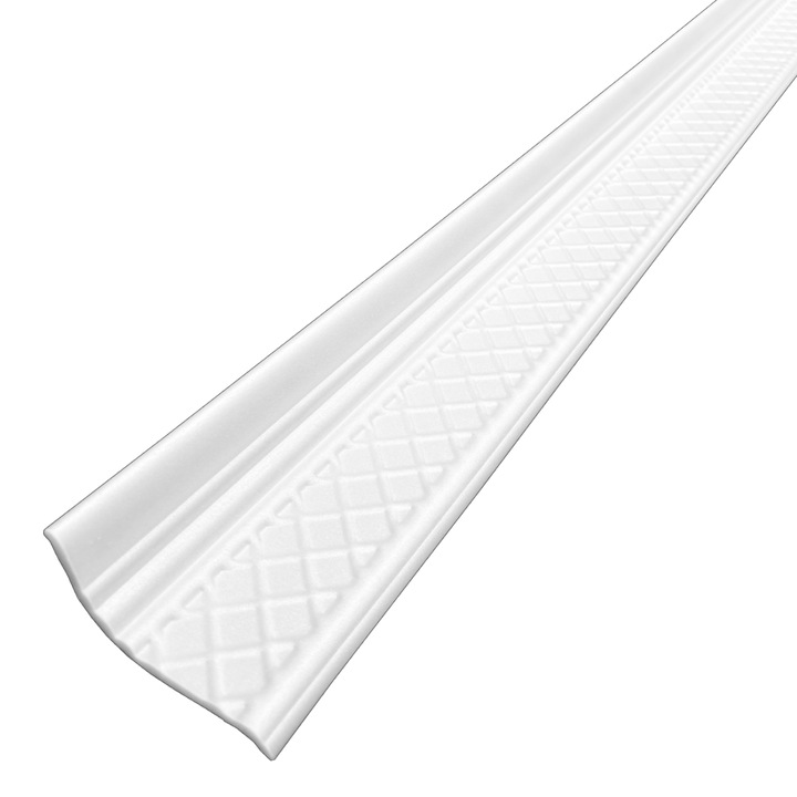 Bagheta decorativa polistiren extrudat V02-08 pentru tavan fals, alba, 200 x 10 x 0.4 cm