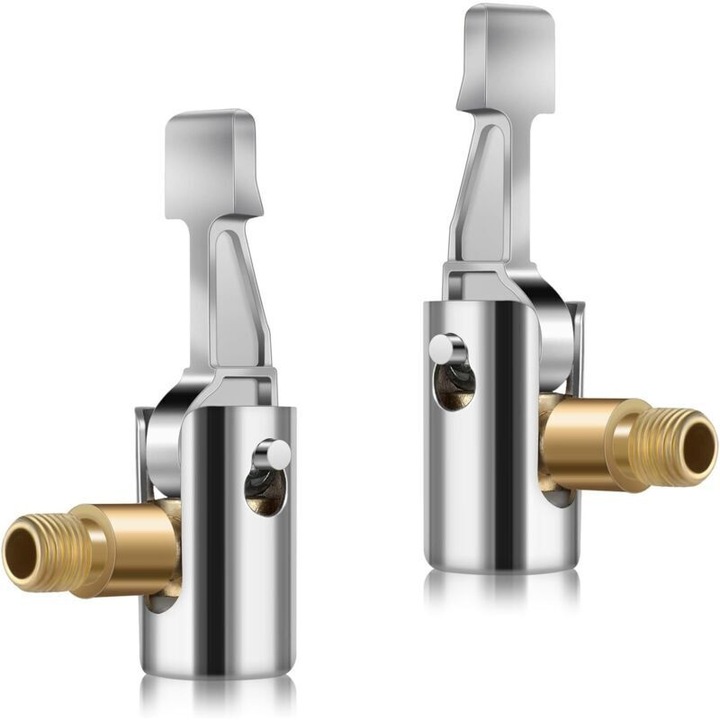 Adaptor supapa anvelope set 2 piese, alama, argintiu-galben, 5.5x3.2cm