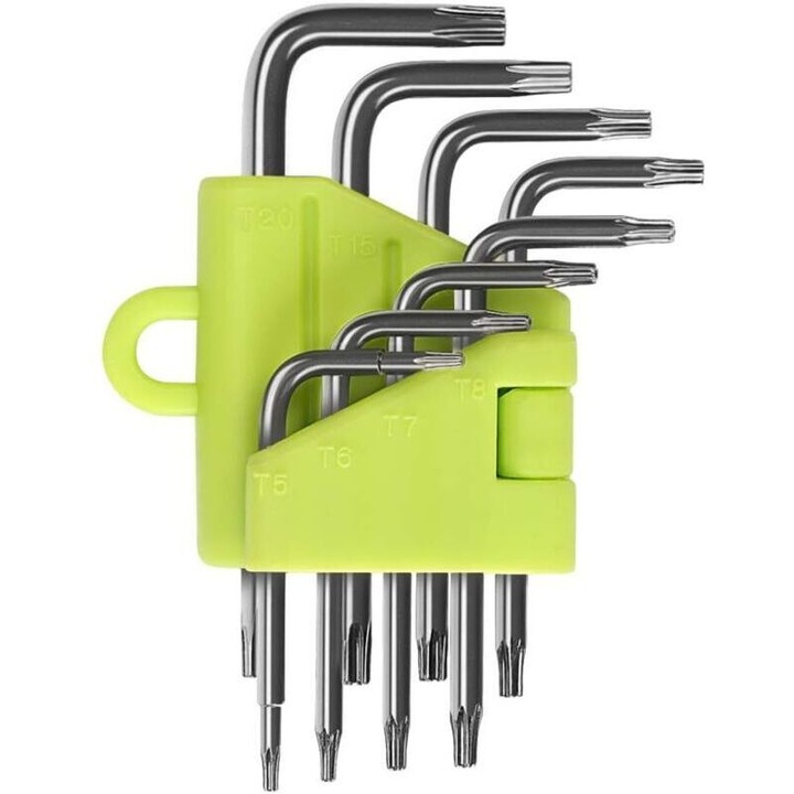8 db Torx kulcs készlet, rozsdamentes acél, T5-T20, többszínű