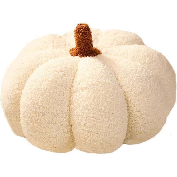 Perna decorativa dovleac, 30cm, alb-maro, plus