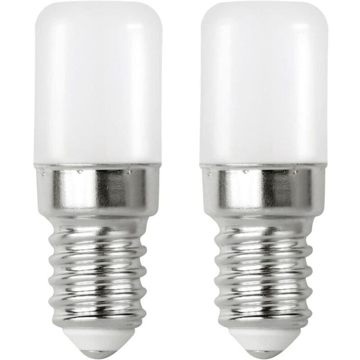 2 db E14 2W LED izzó készlet, hideg fehér, 18x48.5mm, villódzásmentes