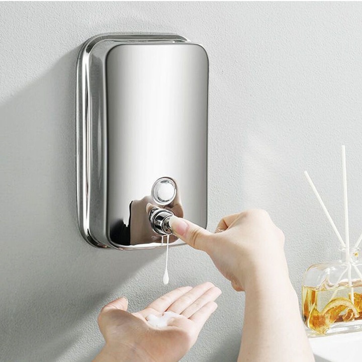 Dozator sapun inox 500ml montare perete protectie ABS