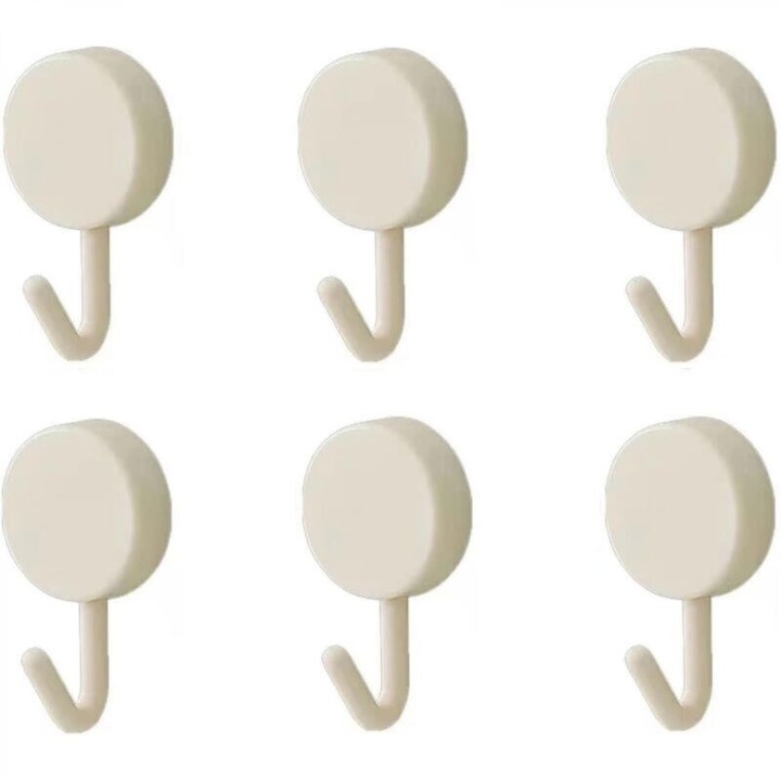 Set 6 carlige adezive nordice, alb, 6x2x2cm