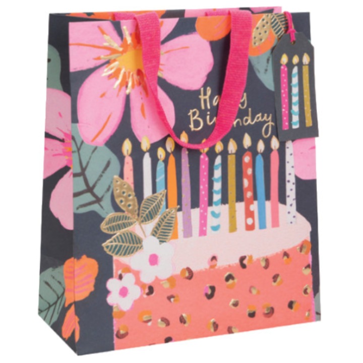 Punga de cadou - Happy Birthday, Cu model, 31.5 x 26 cm