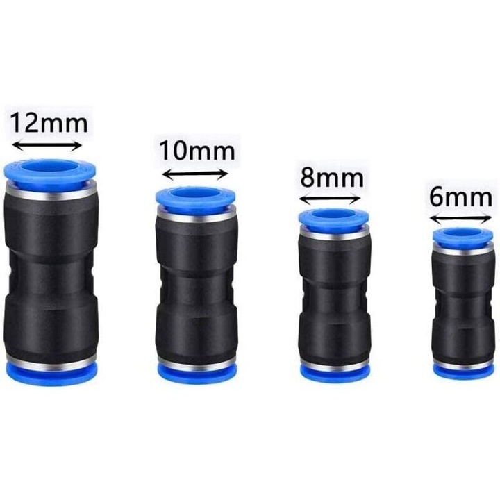 Set 40 conectori pneumatici drepti, plastic, multicolor, 6x8x10x12mm