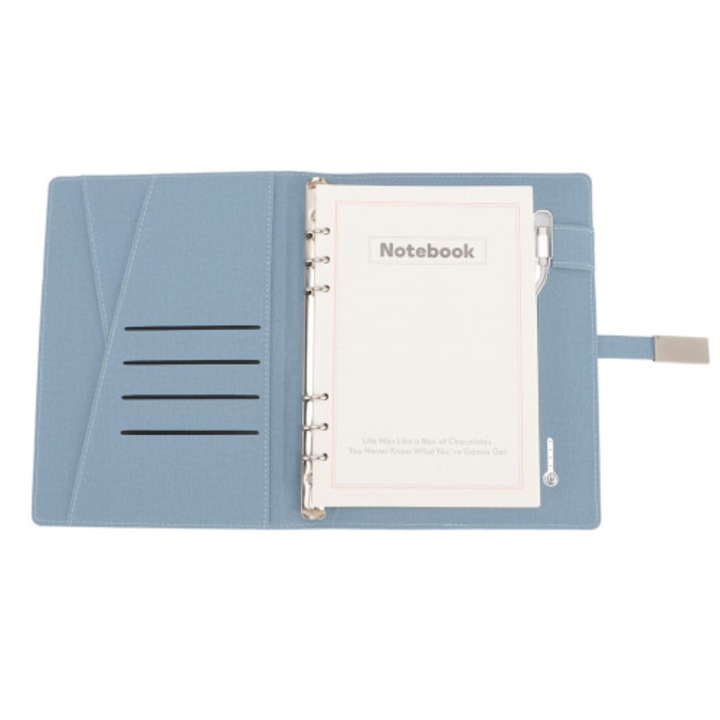 Többfunkciós jegyzetfüzet vezeték nélküli töltéssel, 8000mAh, kék, 24x18cm, 160 oldal
