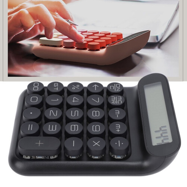 Механичен калкулатор, 24 бутона, черен, 600mAh, LCD екран, ъгъл 15°