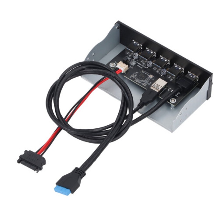 USB хъб 5.25 инча, 5 порта USB3.2 GEN1, черен