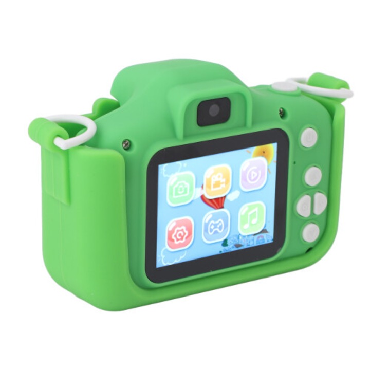 Camera digitala copii design dinozaur verde 9x5x6.5cm multifunctionala