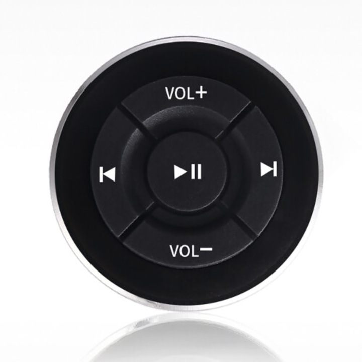 Controler Bluetooth 4.0 pentru volan auto, telecomanda telefon, negru, 3.5x3.5x1cm