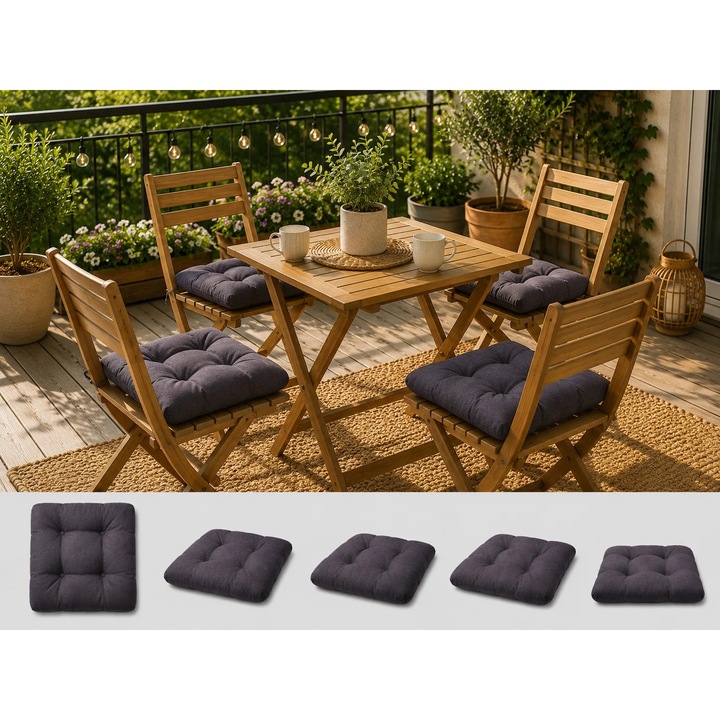 Set 4 pernute scaun interior / exterior 40 x 40 x 7 cm, Mov, Pucioasa