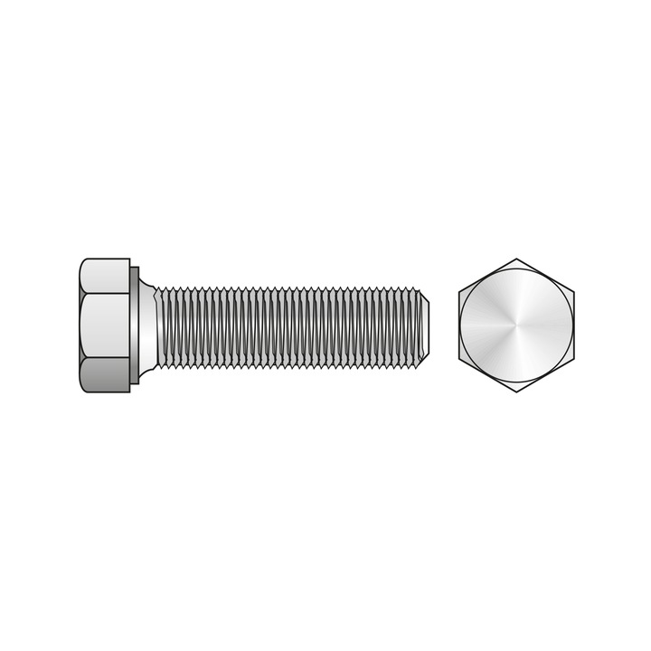 Surub Cap Hexagonal Total Filetat 933 Inox A2-M16 X 20