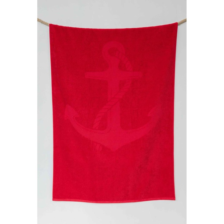 Prosop de plaja, Olima, moale si delicat, 100% bumbac, Chilli Red, 90 x 170 cm