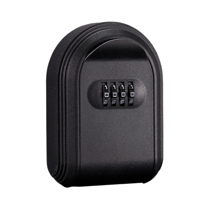 Széf kóddal, nagyon nagy tárolóhely, víz- és porálló, négyjegyű kódos tárcsa, 128 mm × 93 mm × 43 mm, fekete