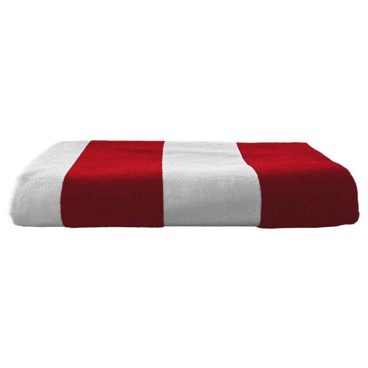 Prosop de plaja, Olima, moale si delicat, 100% bumbac, Chilli Red/White, 90 x 180 cm