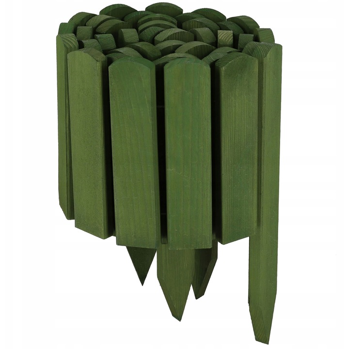 KOTARBAU® Bordura de gradina exterioara din lemn, 200 x 20 cm, Gard de gradina din lemn, Verde, Palisada flexibila, Decoratiuni de gradina