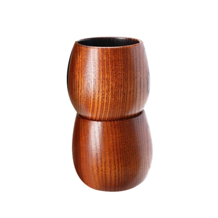 2 db égetett fa whisky pohár készlet, barna, 7.7x8cm