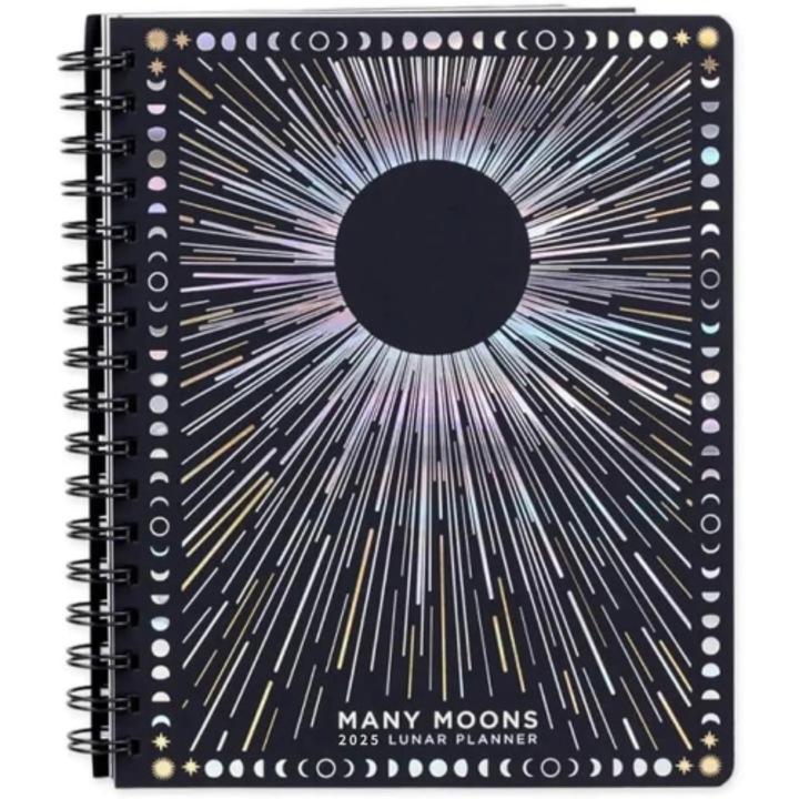 Agenda lunara 2025, planificator lunar, ghid astrologic, alb, 21x15cm