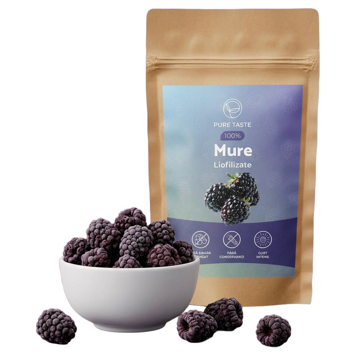Mure liofilizate Pure Taste, 100% Naturale, Fara Zahar Adaugat, 30g