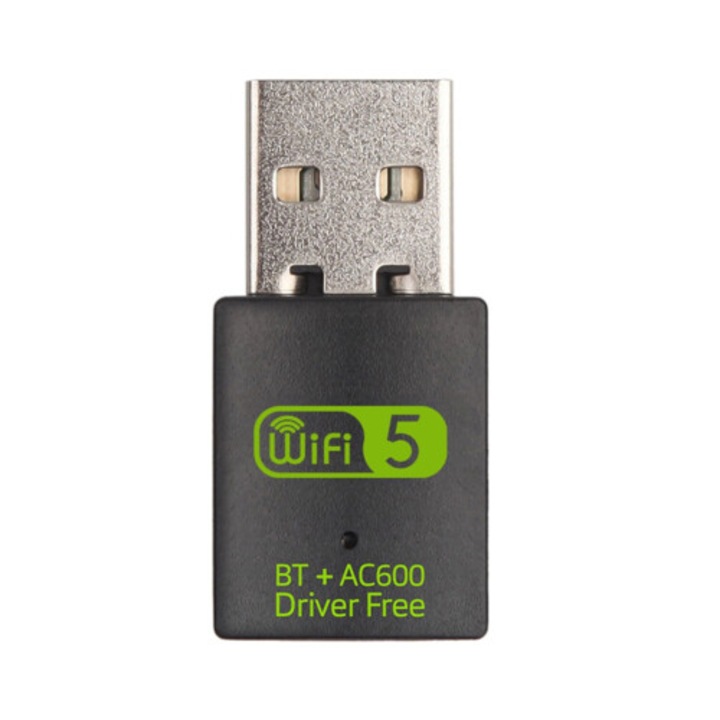 USB WiFi Bluetooth adapter 2 az 1-ben, kétsávos, fekete, kompakt