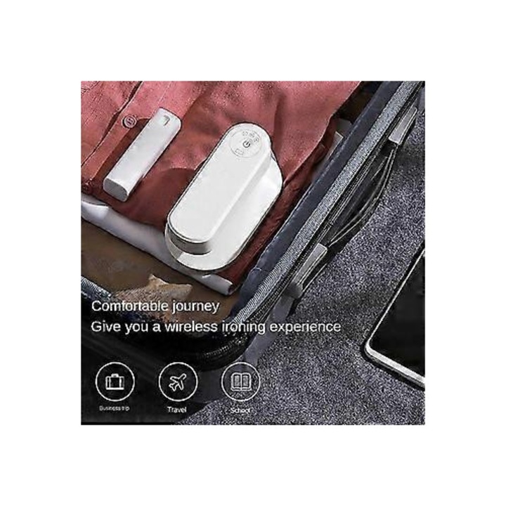 Fier de calcat cu abur mini wireless, alb, 14x7x7cm