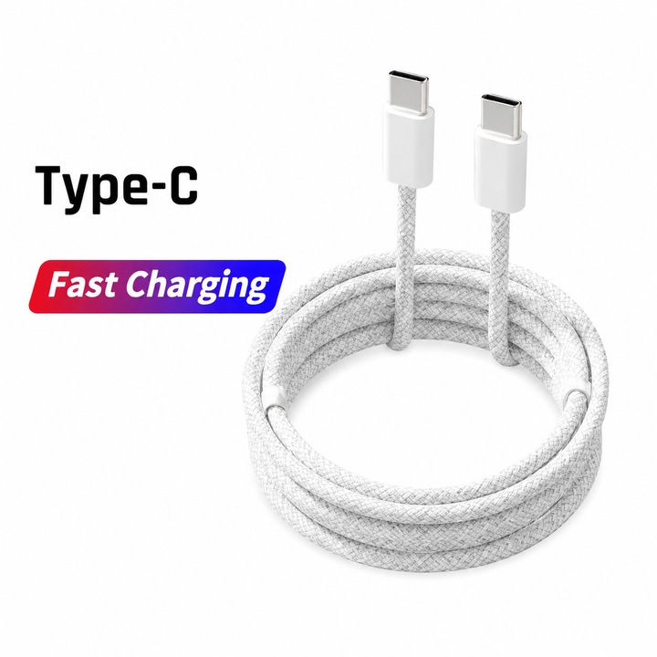 Cablu USB-C 60W Fast Charge PD, USB Type-C la Type-C, 1m, Incarcare Rapida si Transfer Date