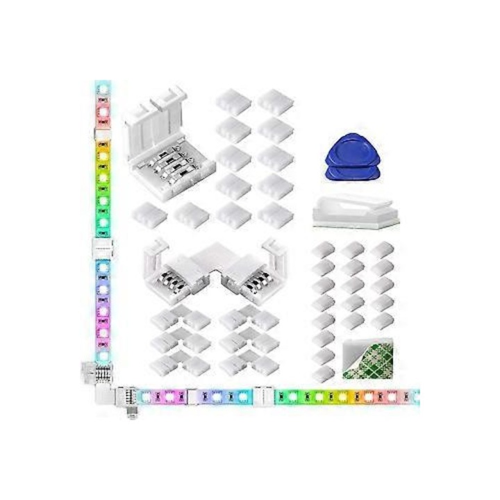 Conectori benzi LED RGB 4 pini set 40 piese plastic multicolor
