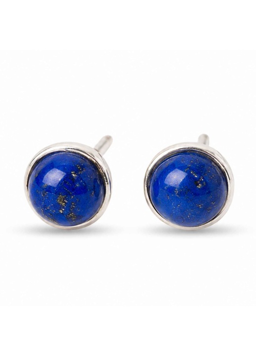 Cercei Argint 925 cu Lapis Lazuli Rotund – Claritate si Eleganta Feminina
