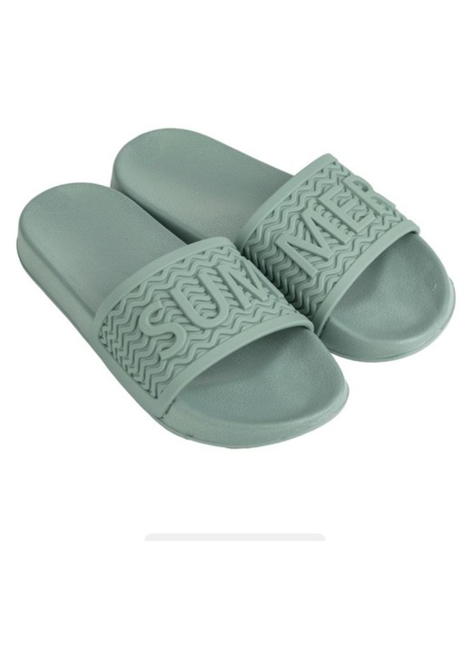 Papuci de plaja, pentru femei, verzi olive cu banda, cu mesaj "Summer", 39-40 EU